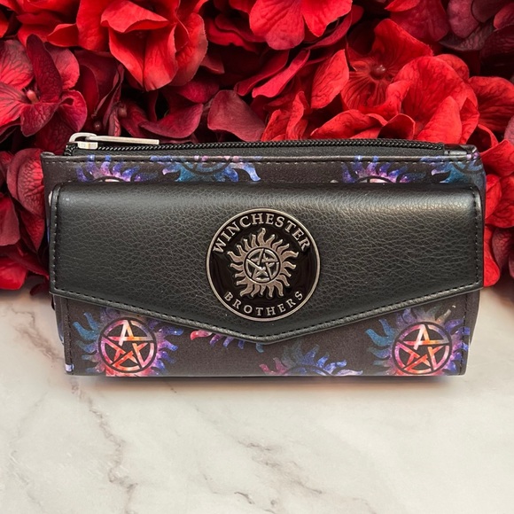 Handbags - Supernatural Black and Purple Pentagram Clutch Wallet